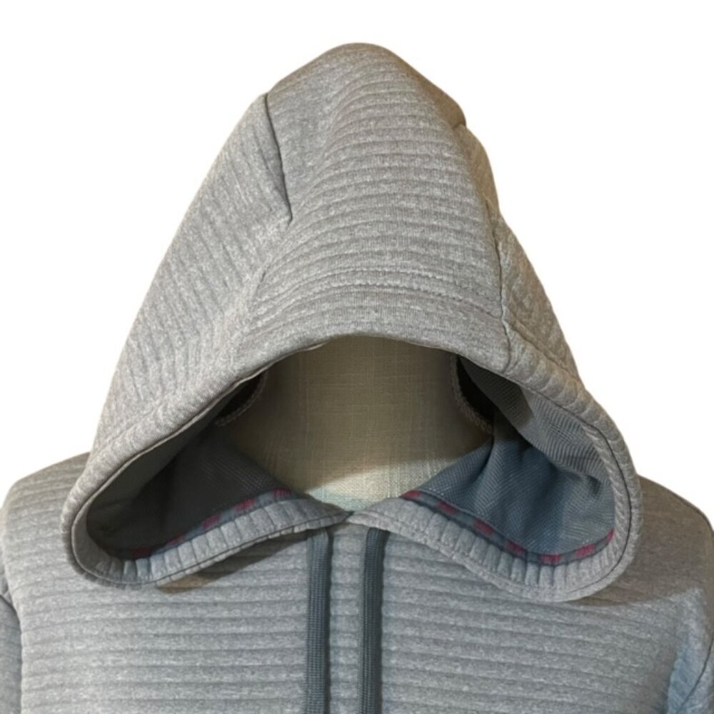 NIKE Gray Ribbed Dri-Fit Hooded Pullover - Size Large - Picture 4 of 8